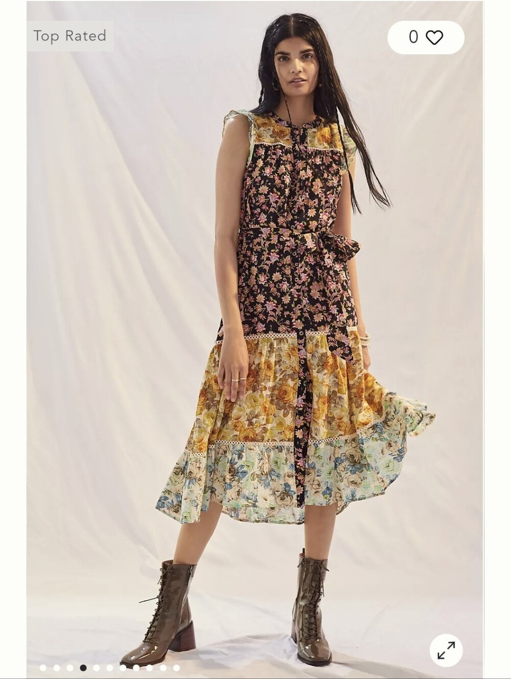 Ruffled Floral Midi Dress